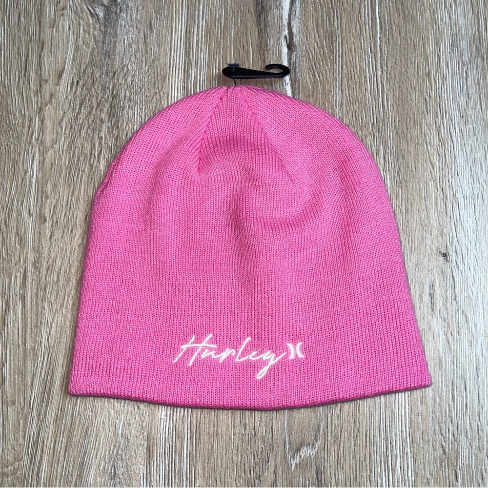 HURLEY UNISEX Script Staple Beanie Hat BRIGHT PINK  Breast Cancer Charity OSFM